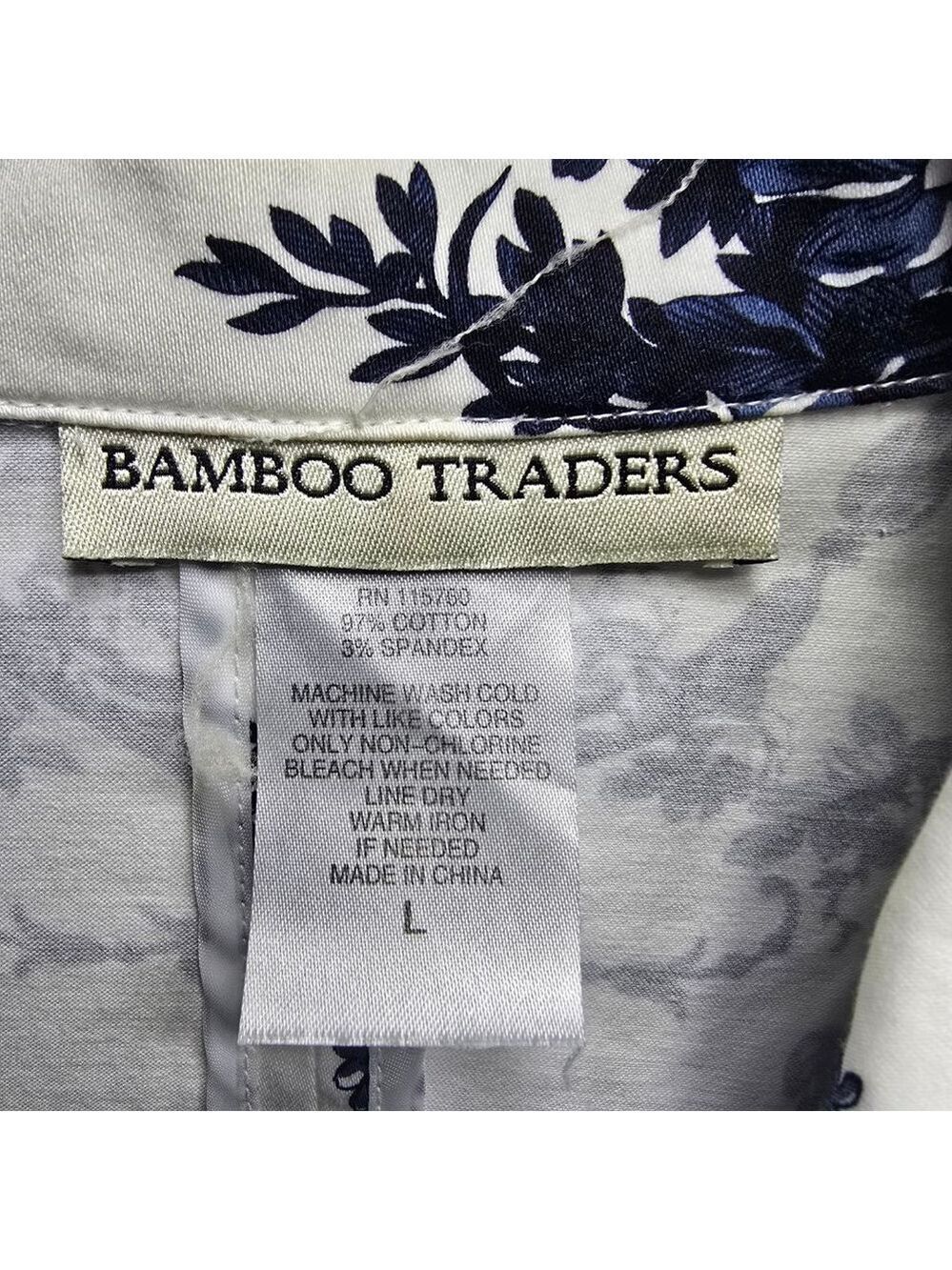 Women's Bamboo Traders White Blue Floral Blazer L - Picture 4 of 8